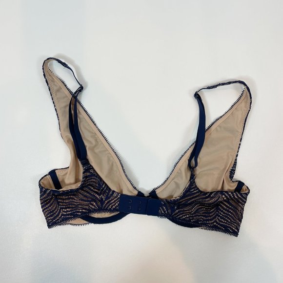 NWOT Victoria's Secret Bra 32C Unlined Plunge Blue Beige B145 - Picture 3 of 10